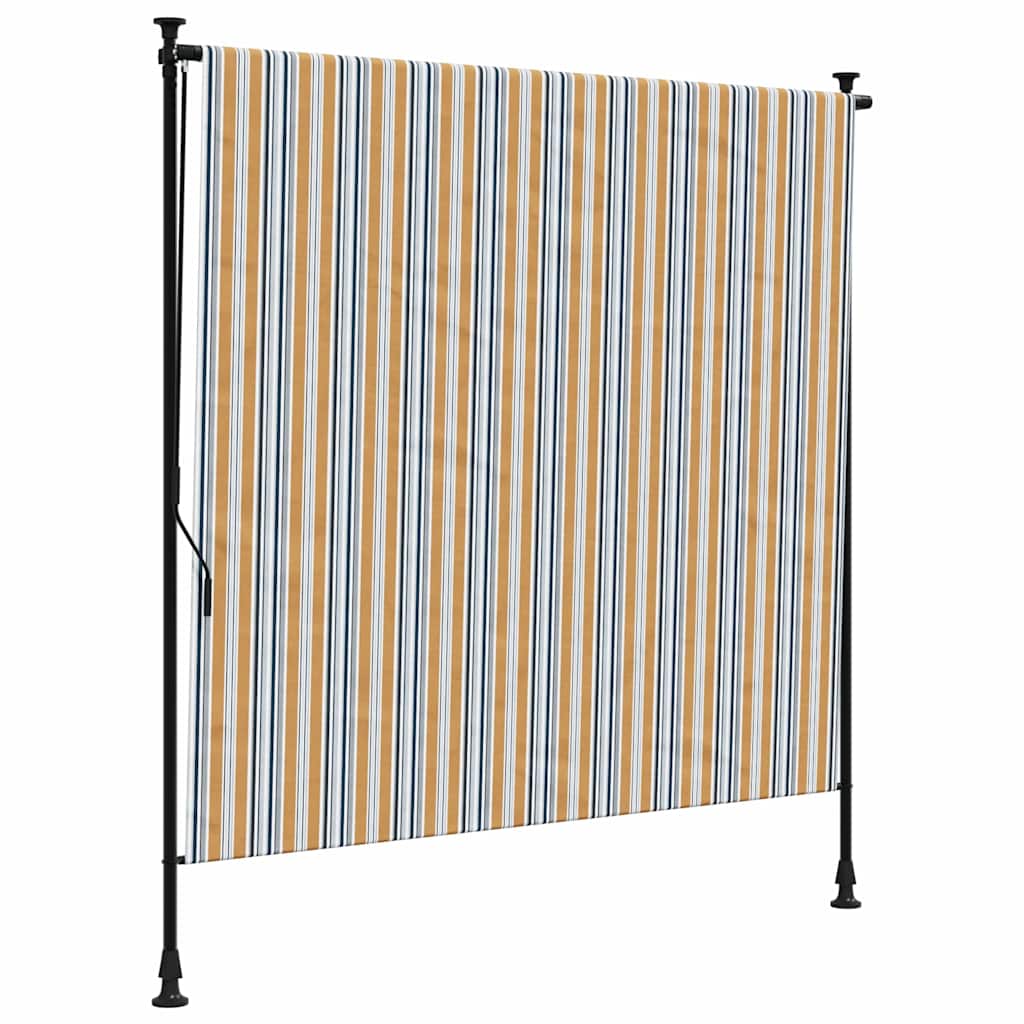 sárga és fehér szövet és acél kültéri roló 150 x 270 cm