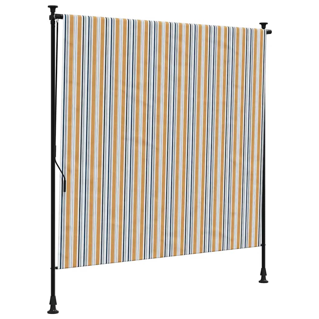sárga és fehér szövet és acél kültéri roló 200 x 270 cm