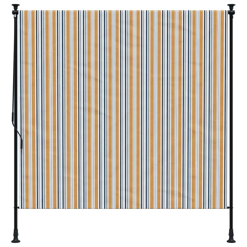 sárga és fehér szövet és acél kültéri roló 200 x 270 cm
