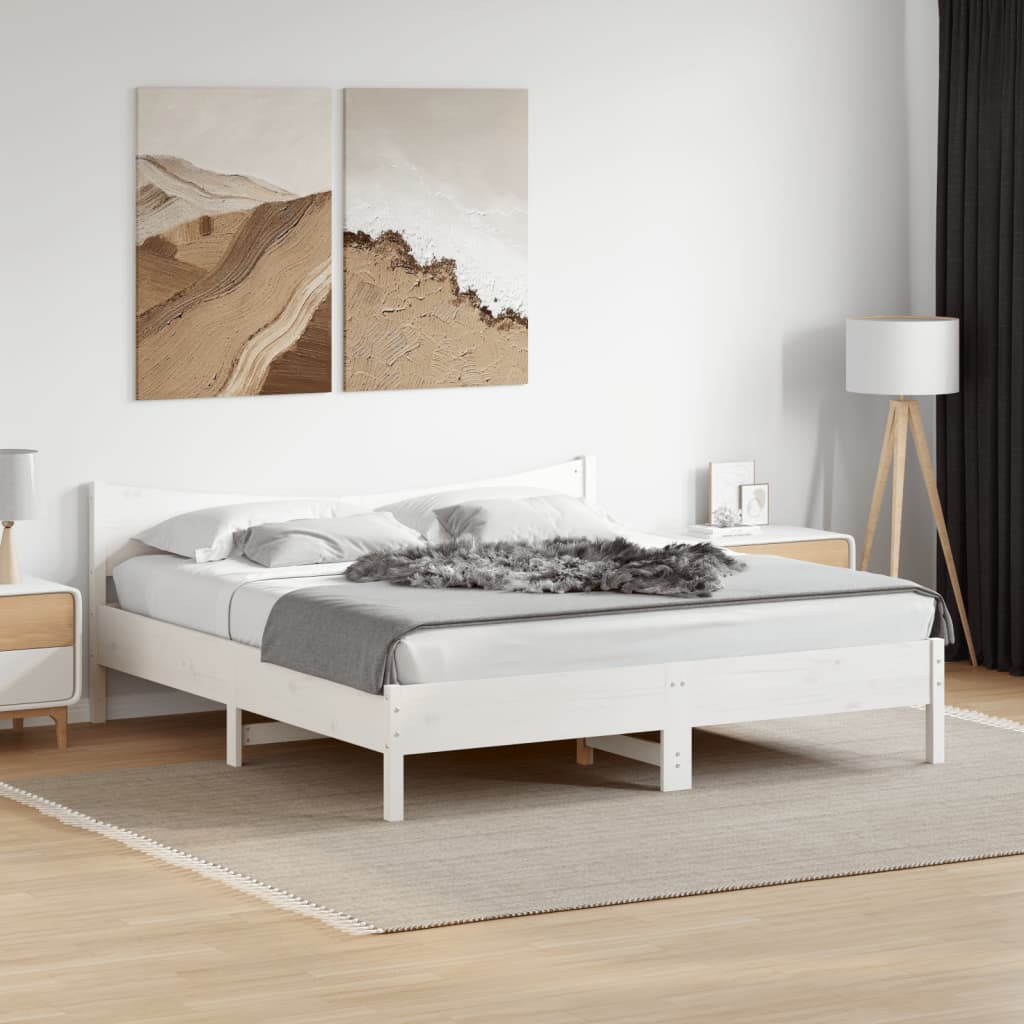 fehér tömör fenyőfa ágy matrac nélkül 200 x 200 cm