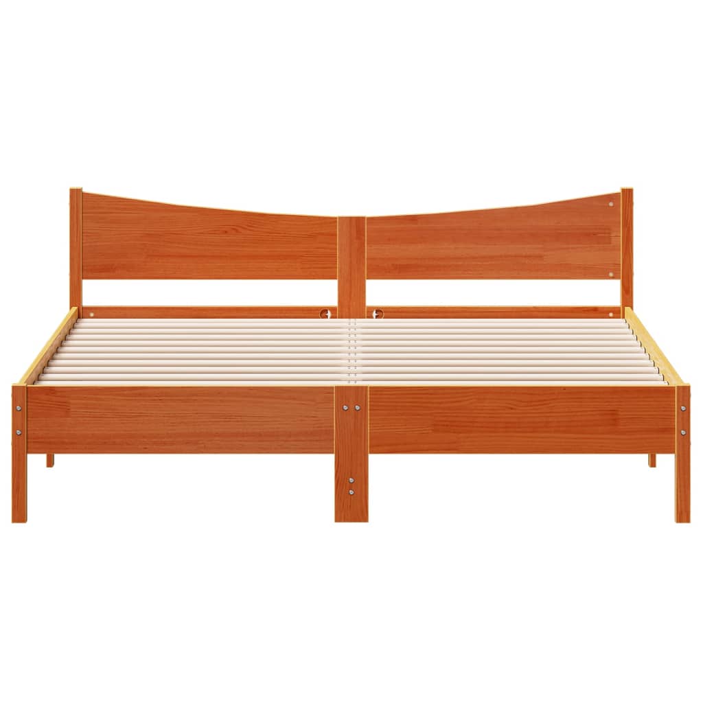 viaszbarna tömör fenyőfa ágy matrac nélkül 200 x 200 cm
