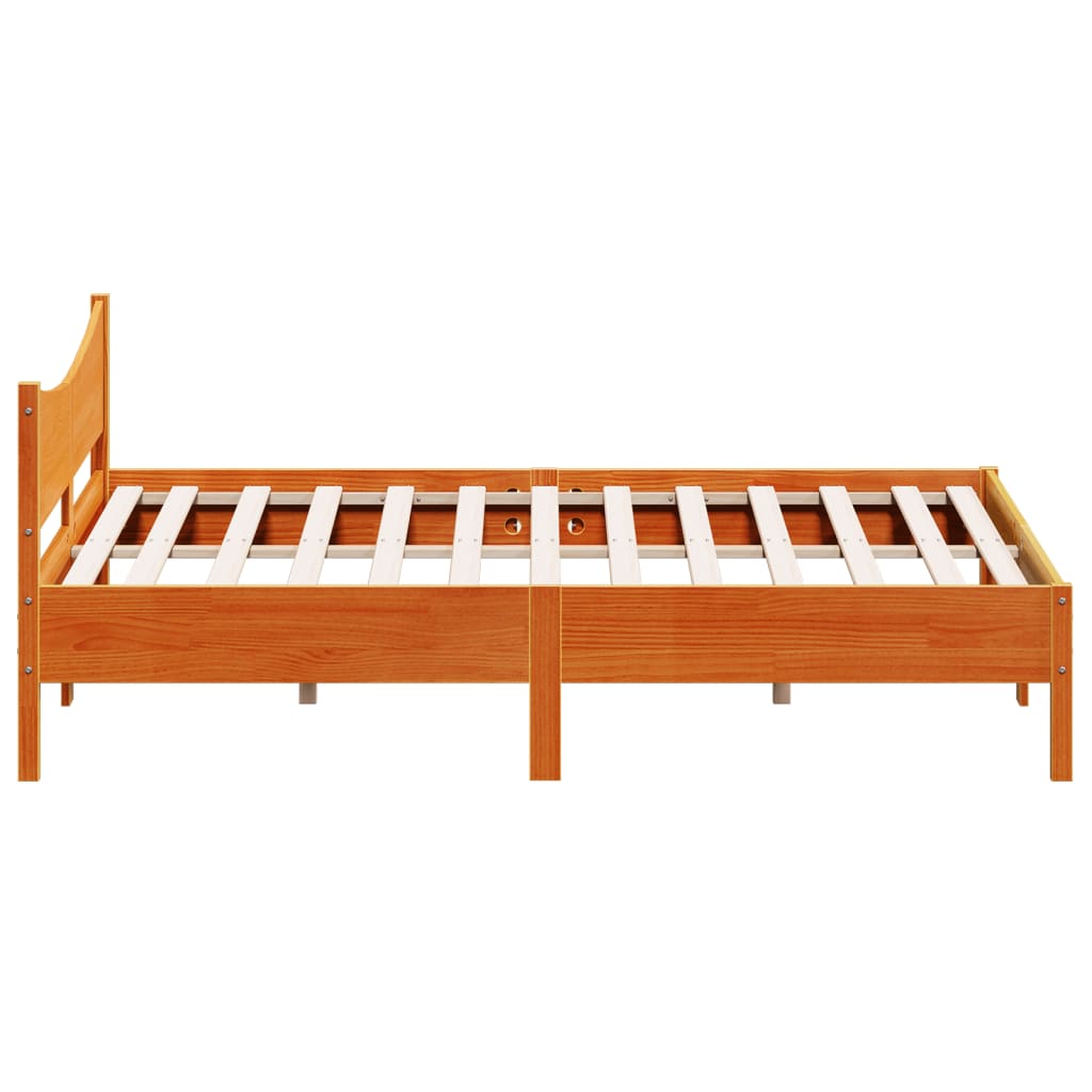 viaszbarna tömör fenyőfa ágy matrac nélkül 200 x 200 cm
