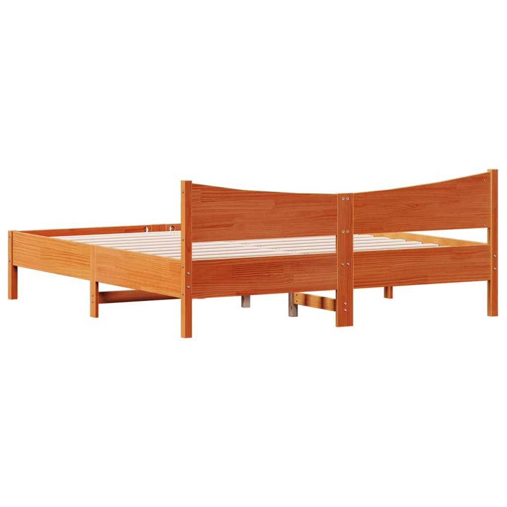 viaszbarna tömör fenyőfa ágy matrac nélkül 200 x 200 cm
