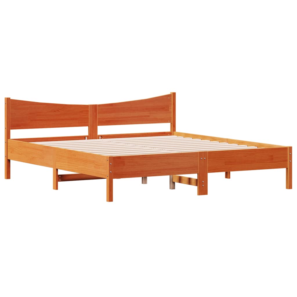 viaszbarna tömör fenyőfa ágy matrac nélkül 180 x 200 cm