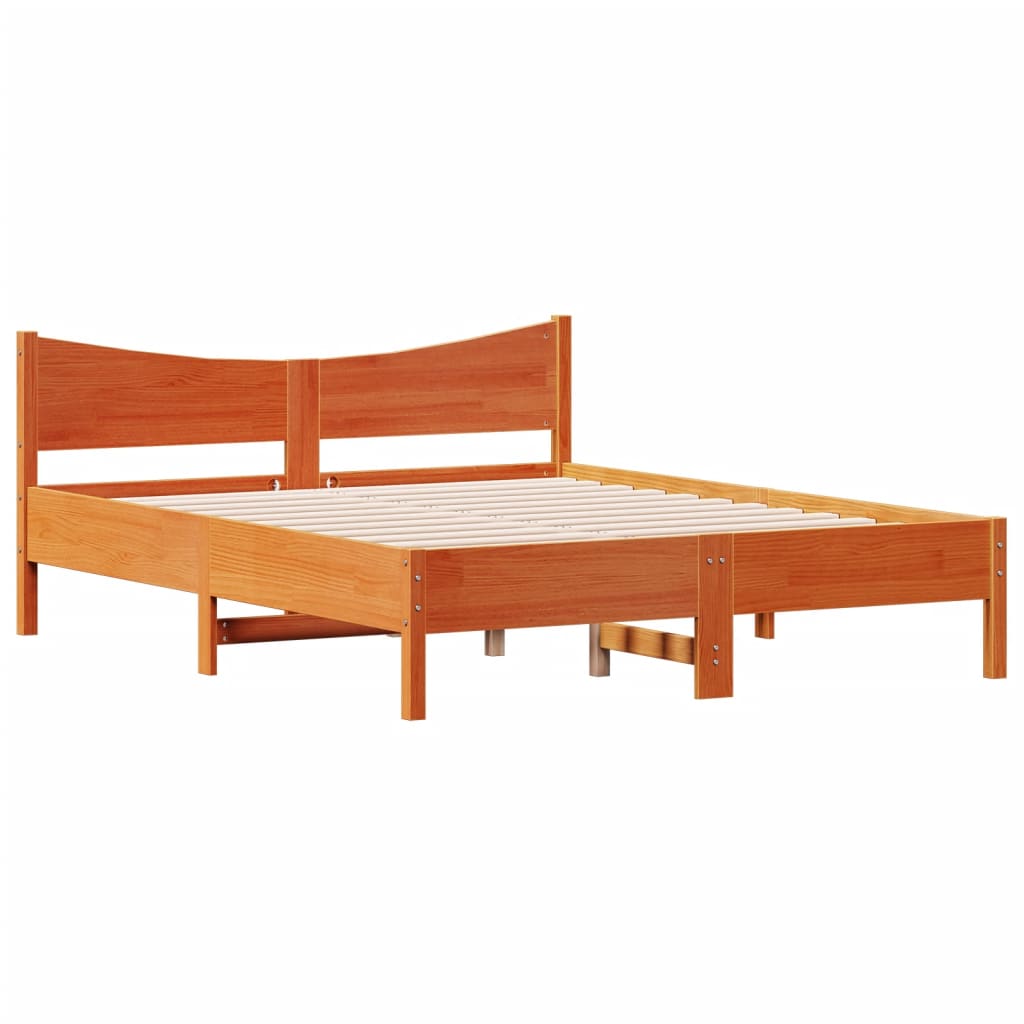 viaszbarna tömör fenyőfa ágy matrac nélkül 160 x 200 cm