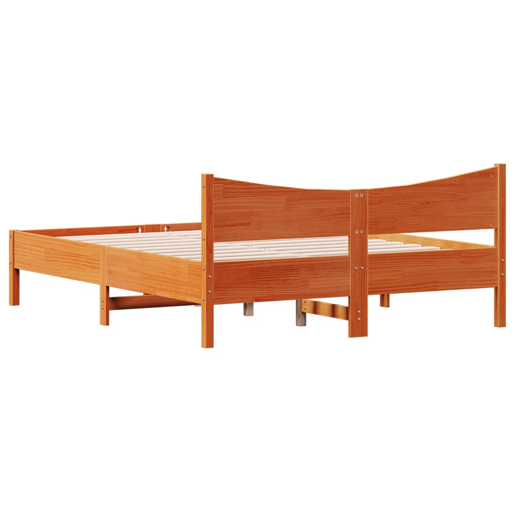 viaszbarna tömör fenyőfa ágy matrac nélkül 150 x 200 cm