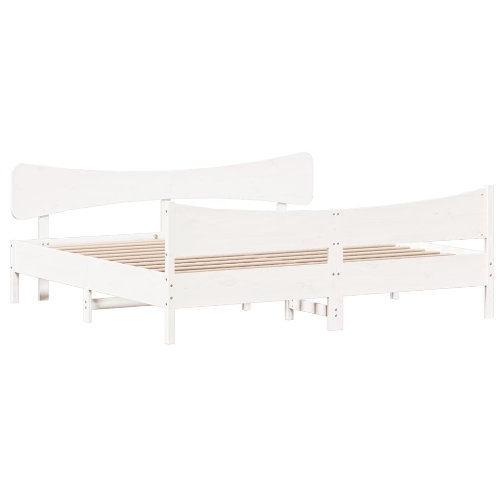 fehér tömör fenyőfa ágy matrac nélkül 200 x 200 cm