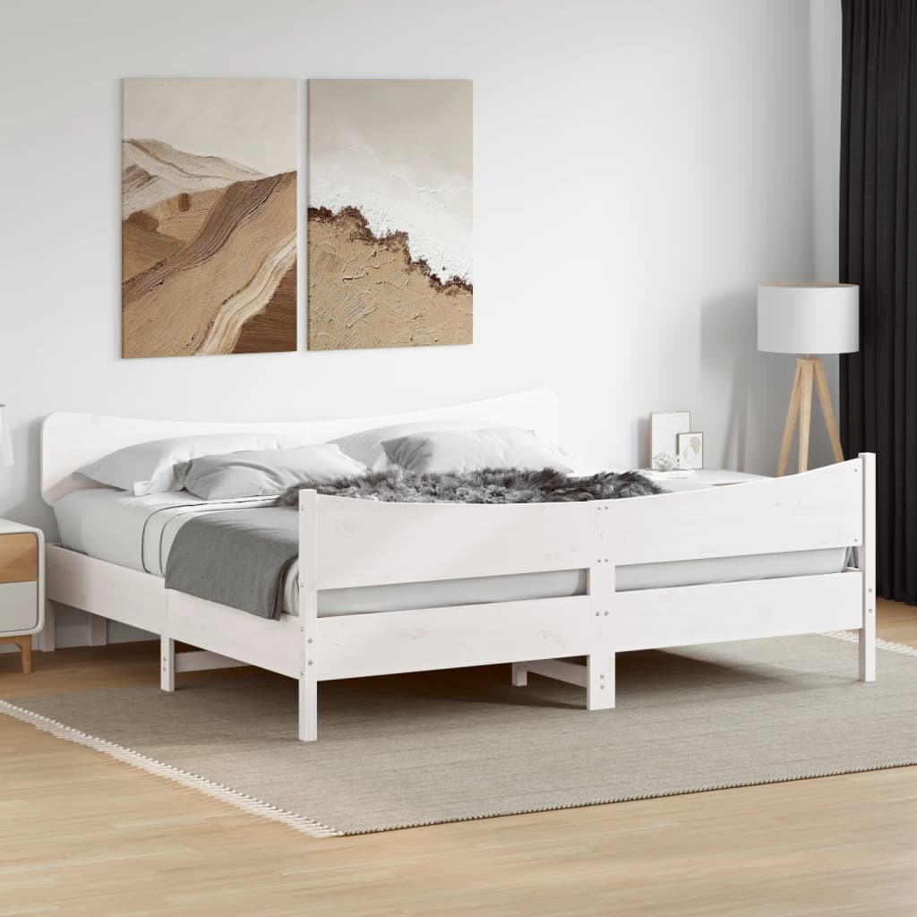 fehér tömör fenyőfa ágy matrac nélkül 200 x 200 cm