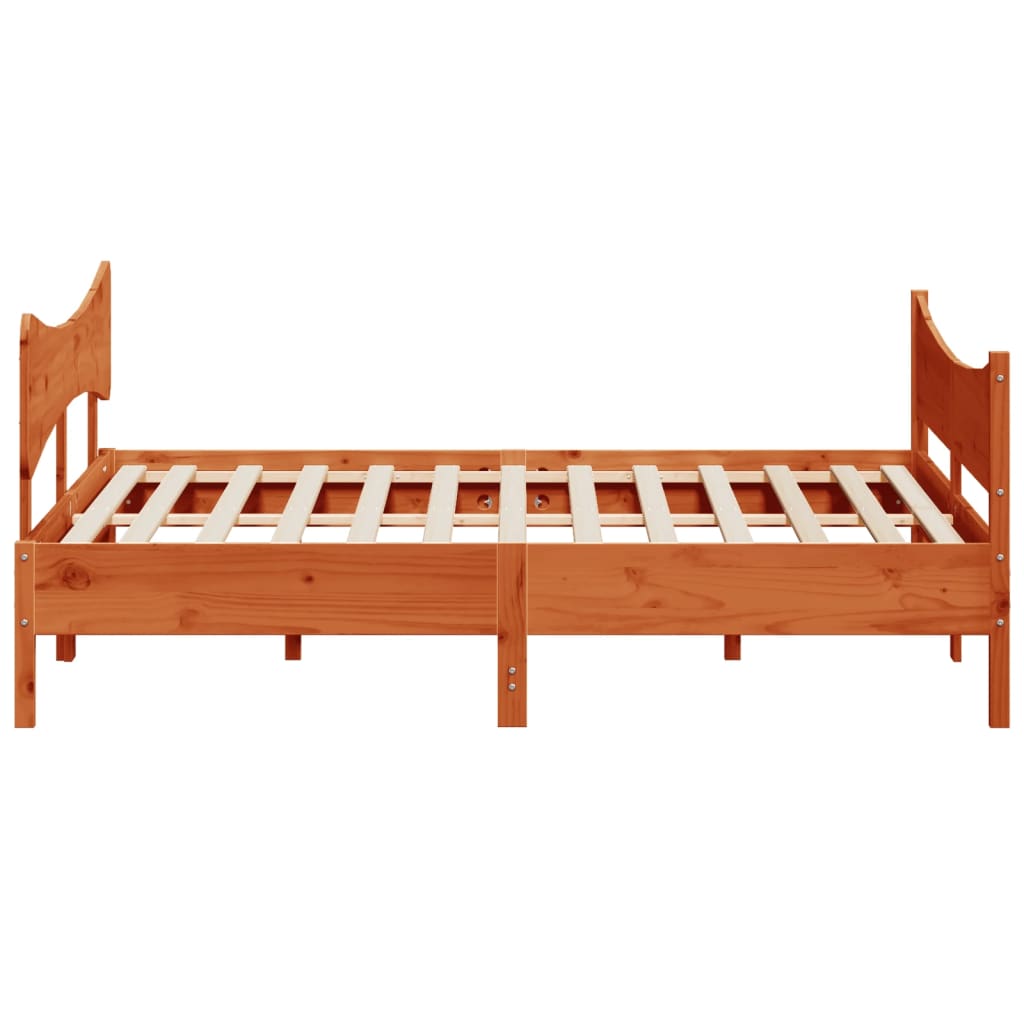 viaszbarna tömör fenyőfa ágy matrac nélkül 200 x 200 cm