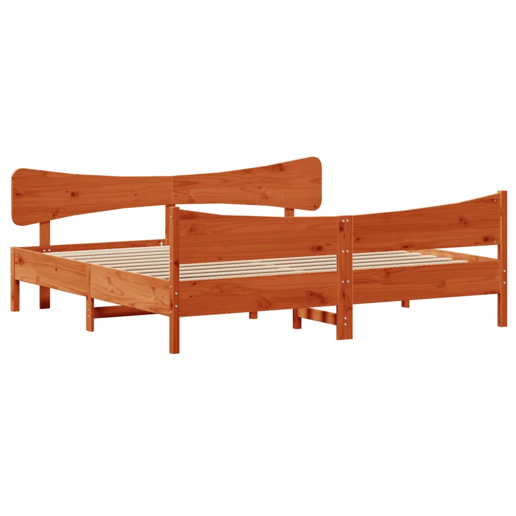 viaszbarna tömör fenyőfa ágy matrac nélkül 180 x 200 cm