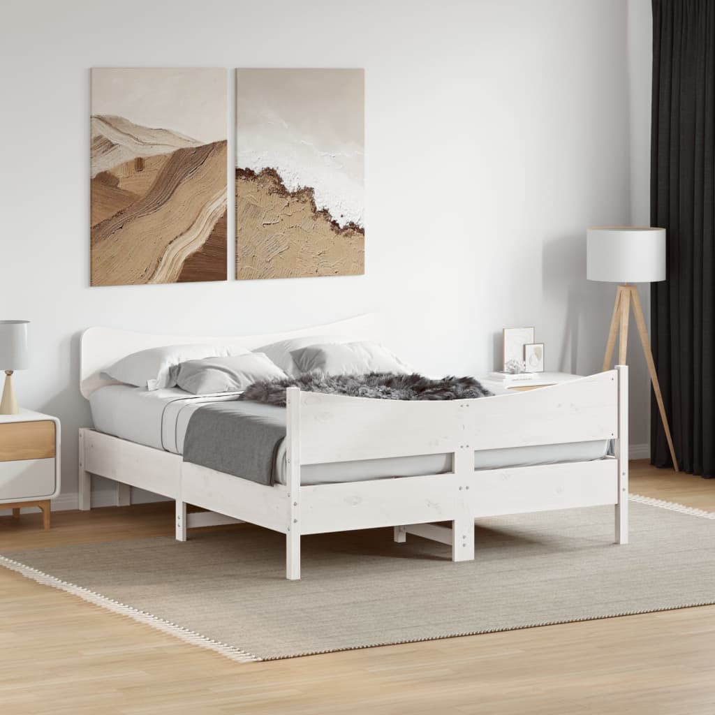 fehér tömör fenyőfa ágy matrac nélkül 160 x 200 cm