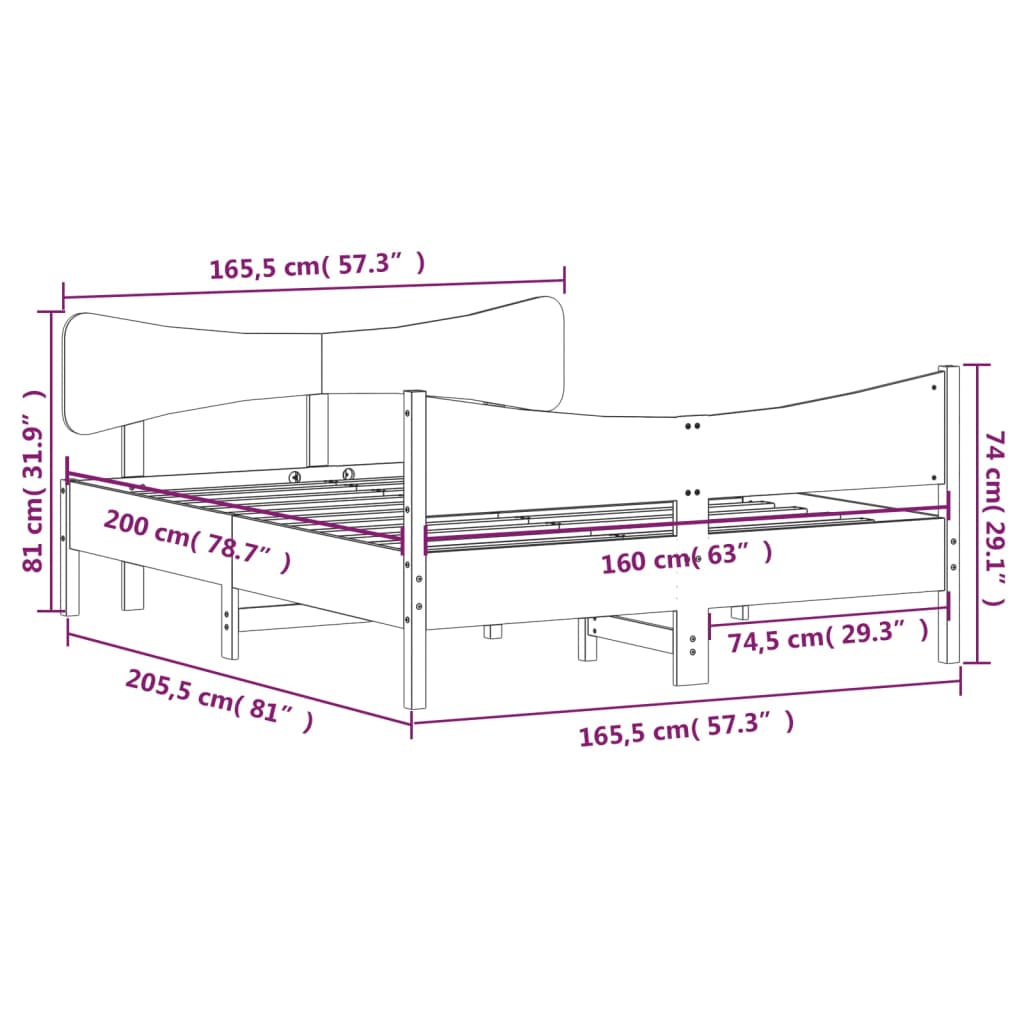 viaszbarna tömör fenyőfa ágy matrac nélkül 160 x 200 cm