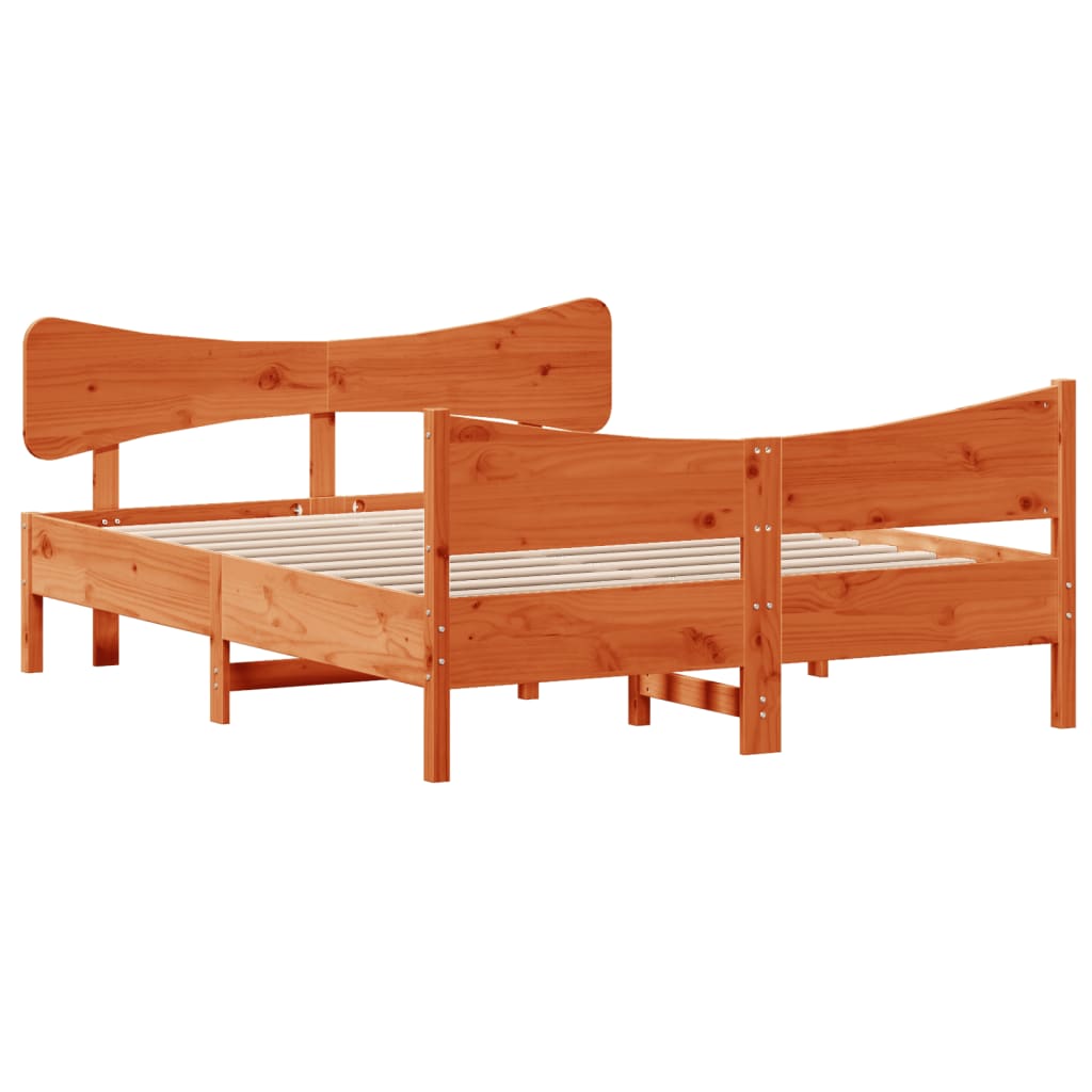 viaszbarna tömör fenyőfa ágy matrac nélkül 150 x 200 cm