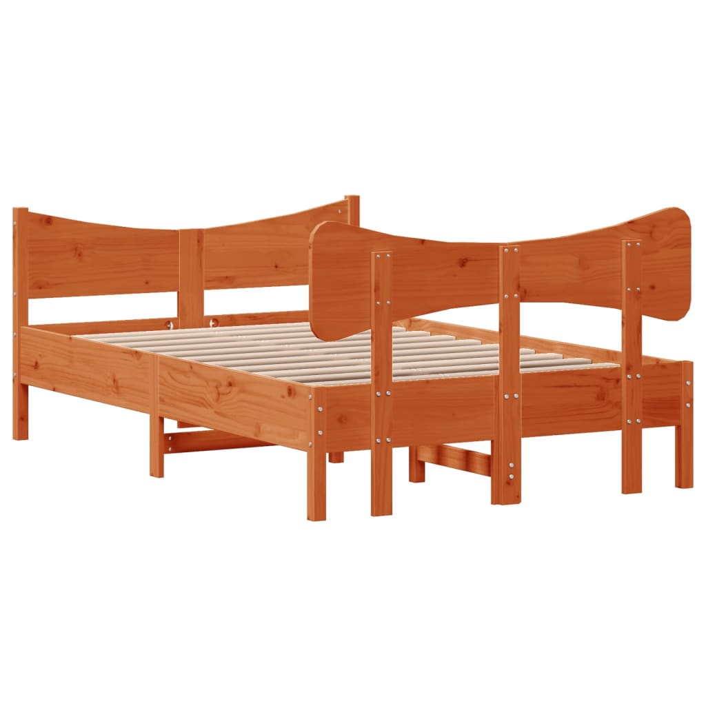 viaszbarna tömör fenyőfa ágy matrac nélkül 120 x 200 cm