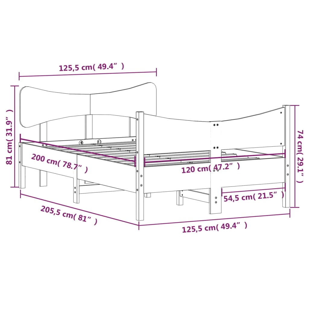 viaszbarna tömör fenyőfa ágy matrac nélkül 120 x 200 cm