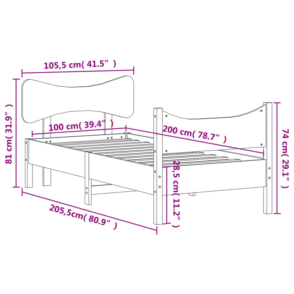 viaszbarna tömör fenyőfa ágy matrac nélkül 100 x 200 cm