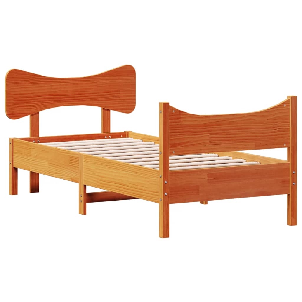 viaszbarna tömör fenyőfa ágy matrac nélkül 90 x 200 cm