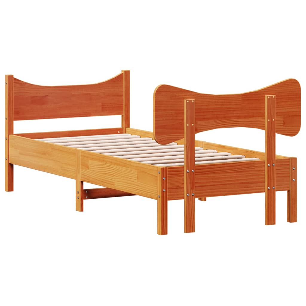viaszbarna tömör fenyőfa ágy matrac nélkül 90 x 200 cm