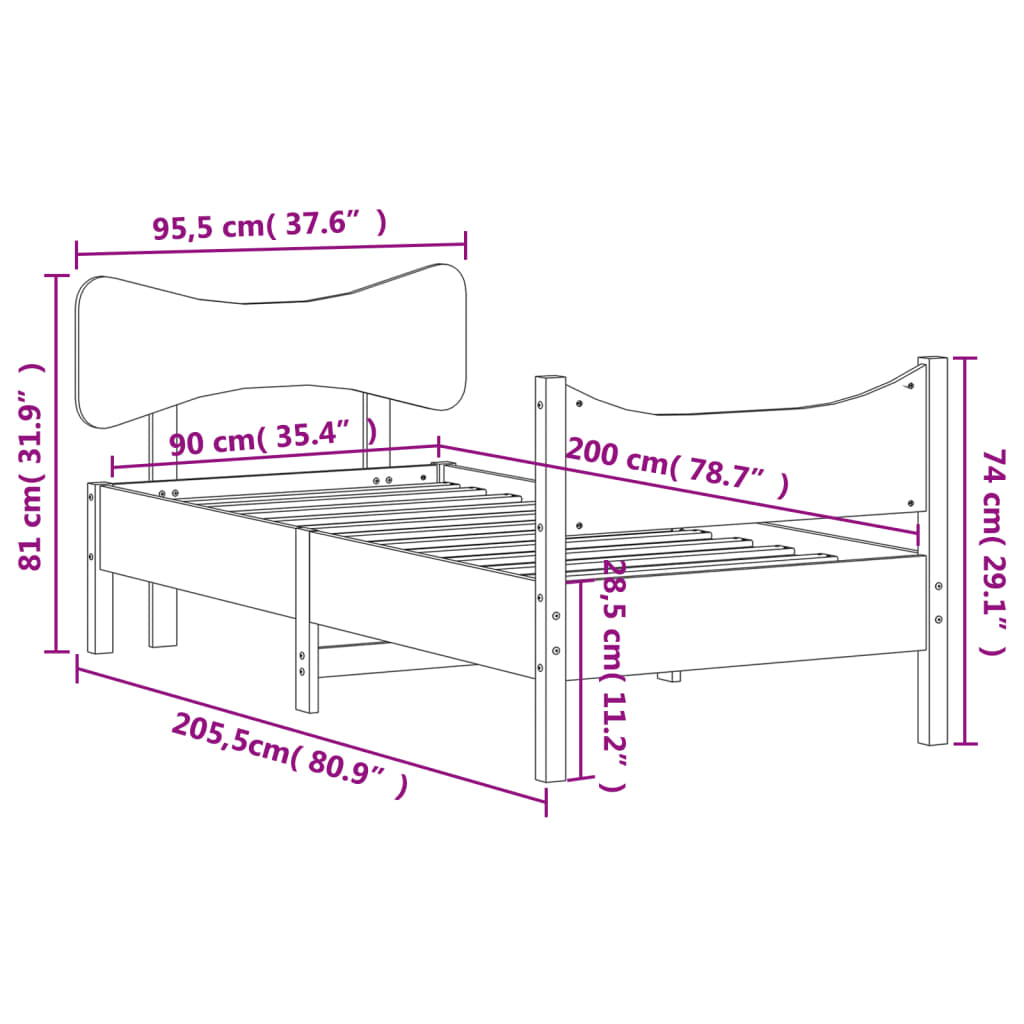 viaszbarna tömör fenyőfa ágy matrac nélkül 90 x 200 cm