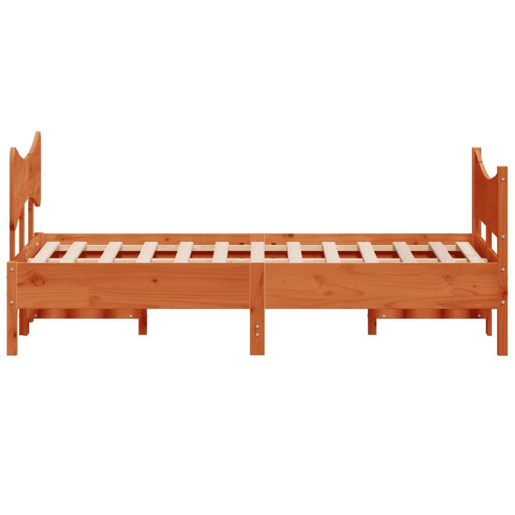 viaszbarna tömör fenyőfa ágy matrac nélkül 135 x 190 cm
