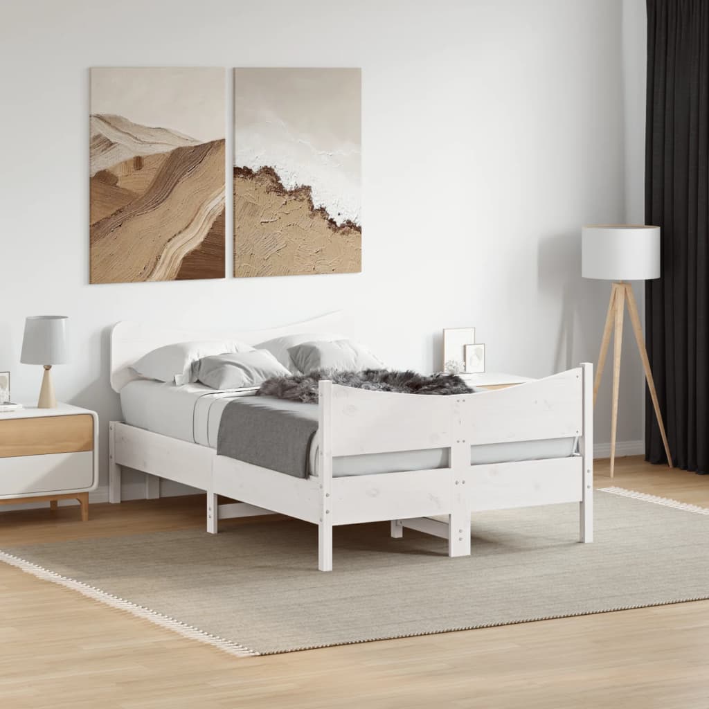 fehér tömör fenyőfa ágy matrac nélkül 120 x 190 cm