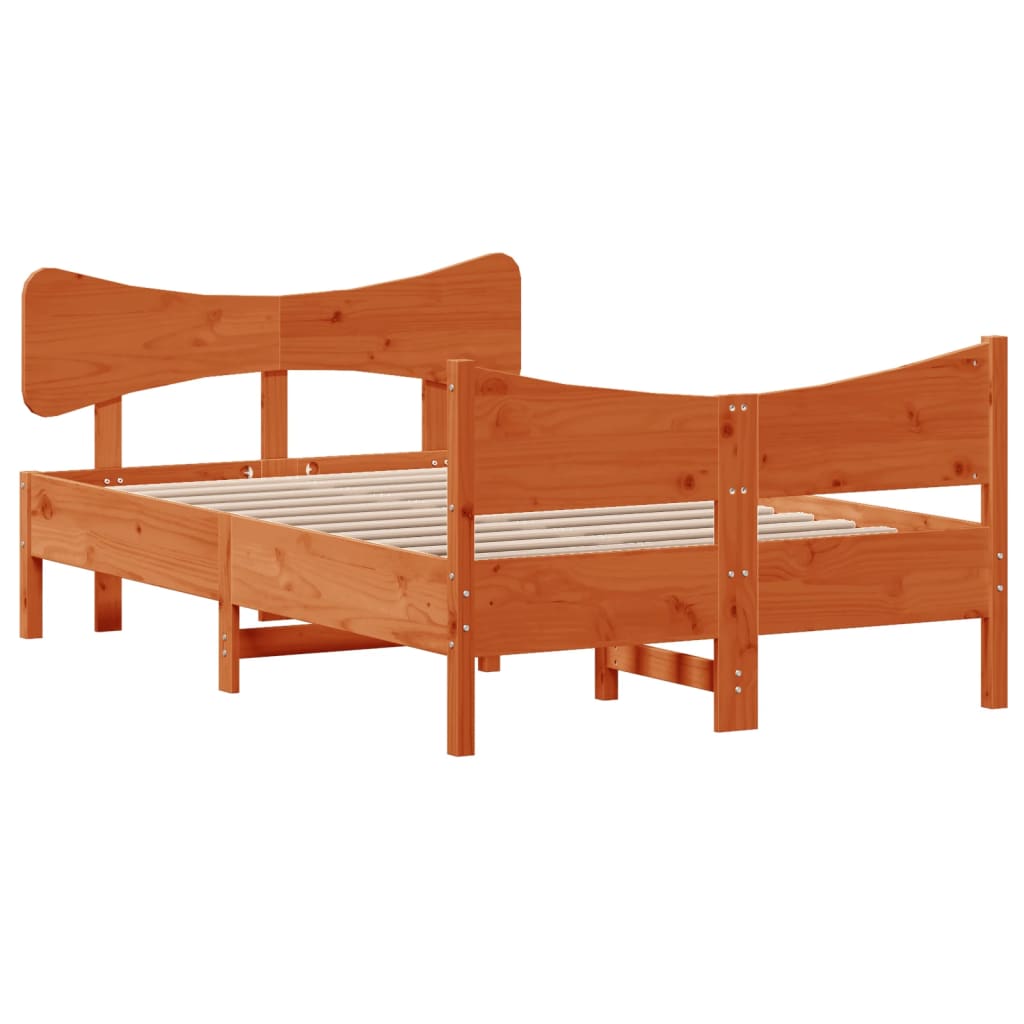 viaszbarna tömör fenyőfa ágy matrac nélkül 120 x 190 cm