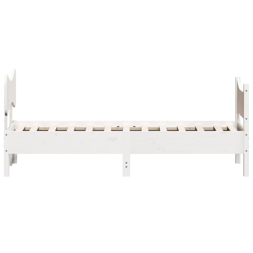 fehér tömör fenyőfa ágy matrac nélkül 75 x 190 cm