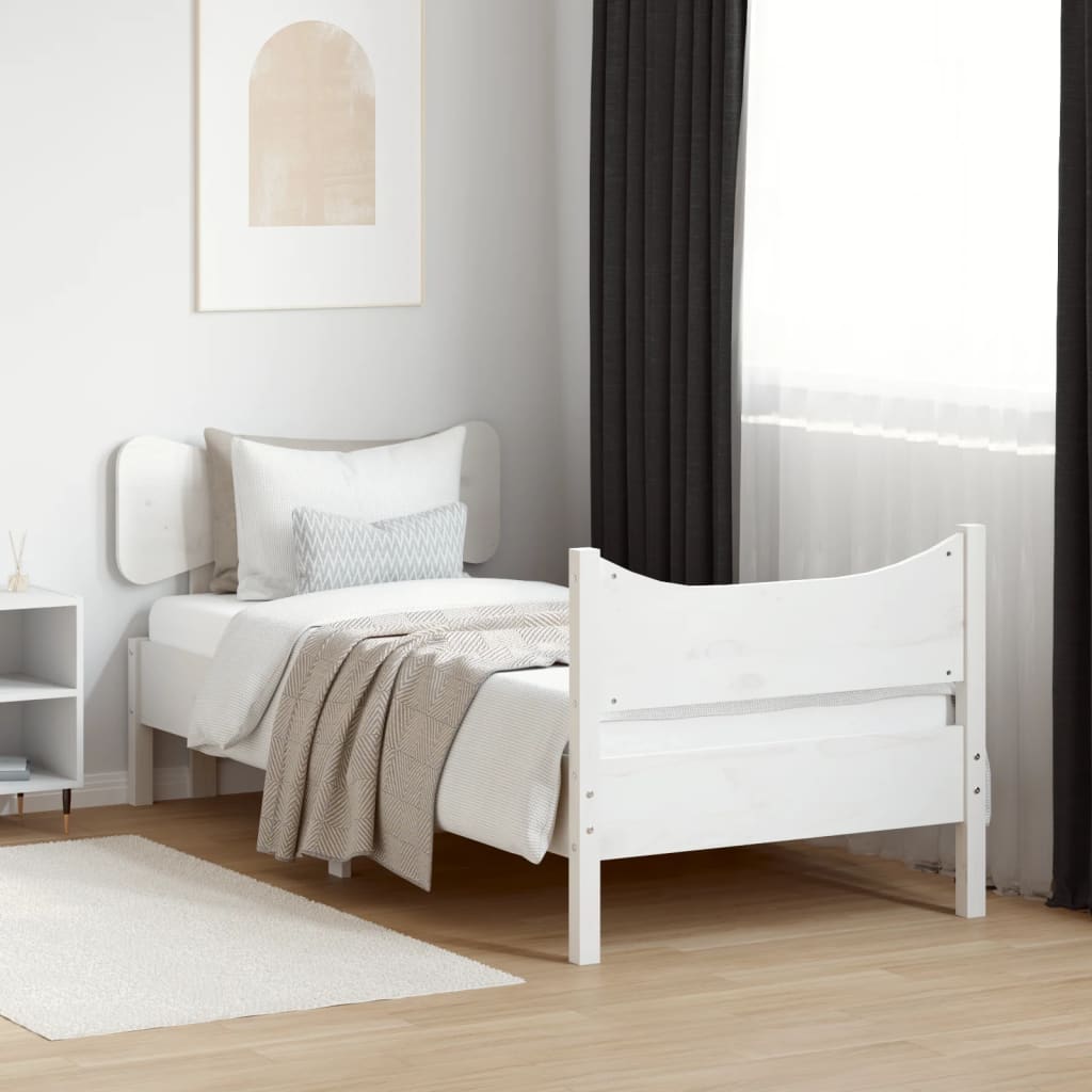 fehér tömör fenyőfa ágy matrac nélkül 75 x 190 cm
