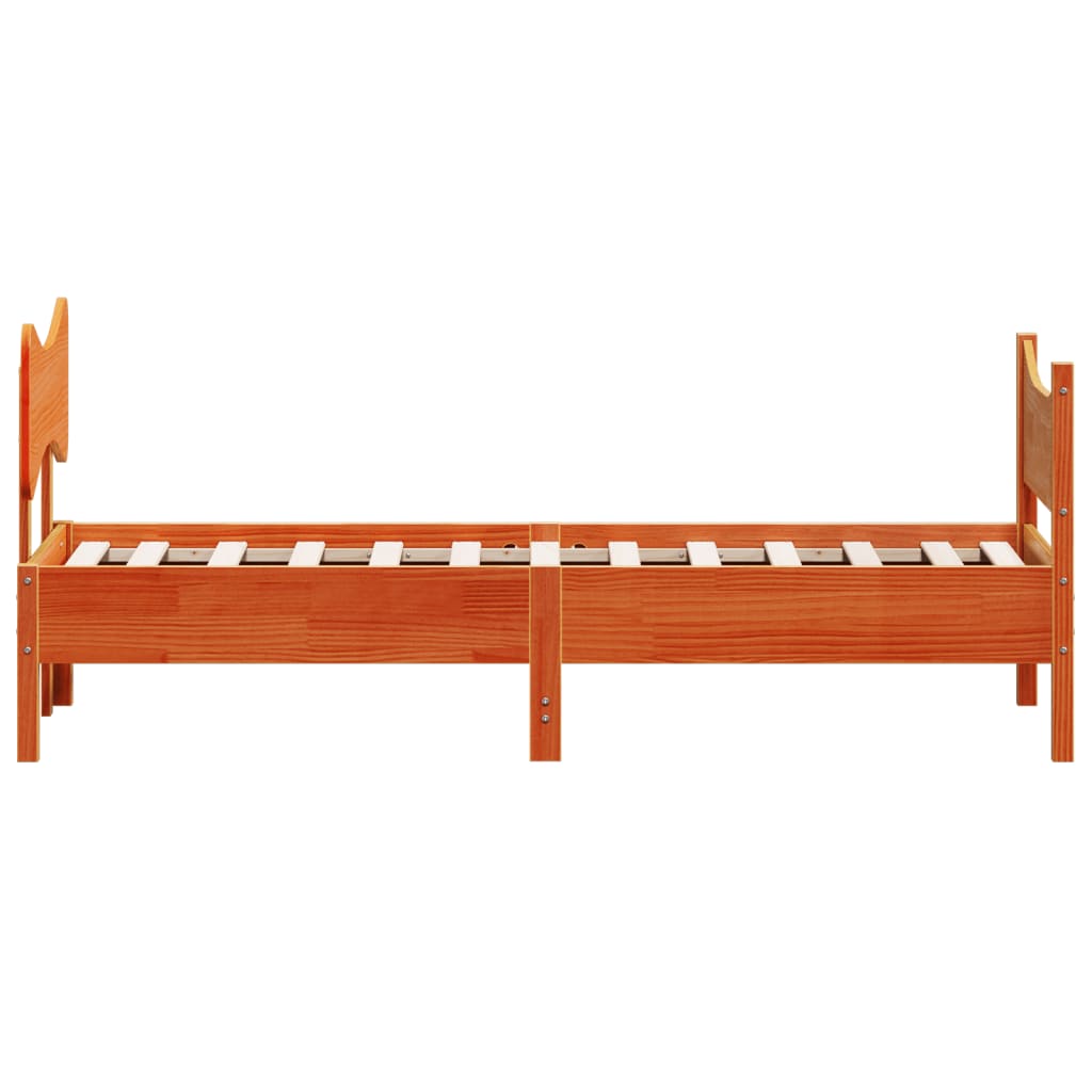 viaszbarna tömör fenyőfa ágy matrac nélkül 75 x 190 cm