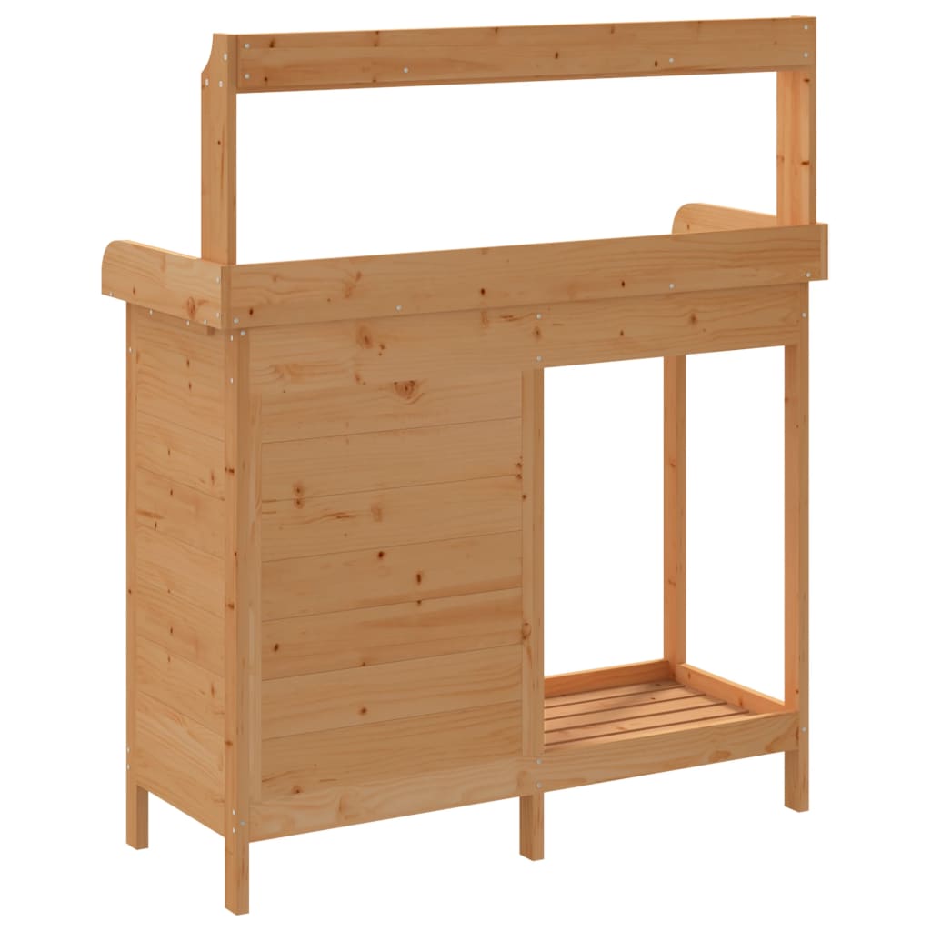 barna tömör fenyőfa ültetőasztal szekrénnyel 110,5x45x124,5 cm