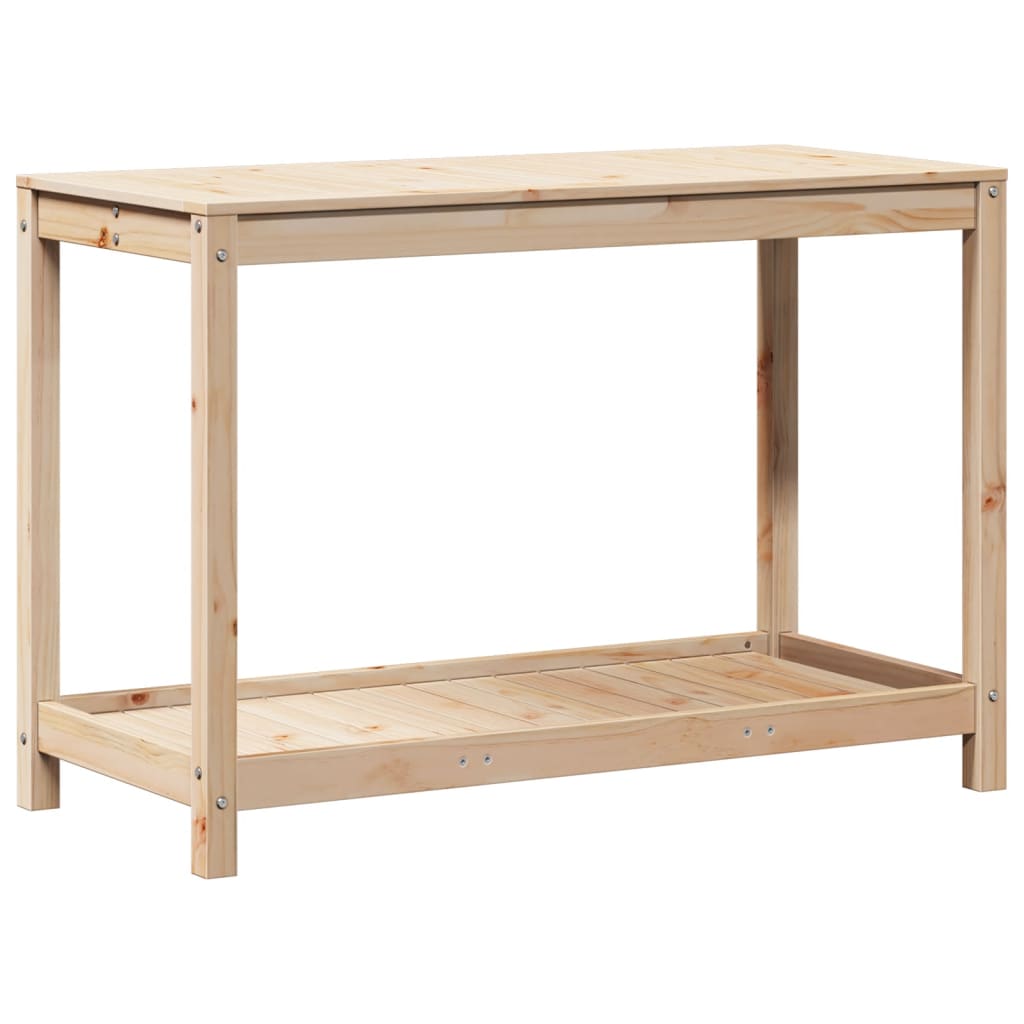 tömör fenyőfa ültetőasztal polccal 108x50x75 cm