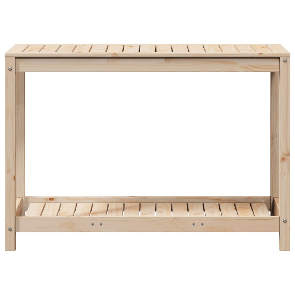 tömör fenyőfa ültetőasztal polccal 108x50x75 cm