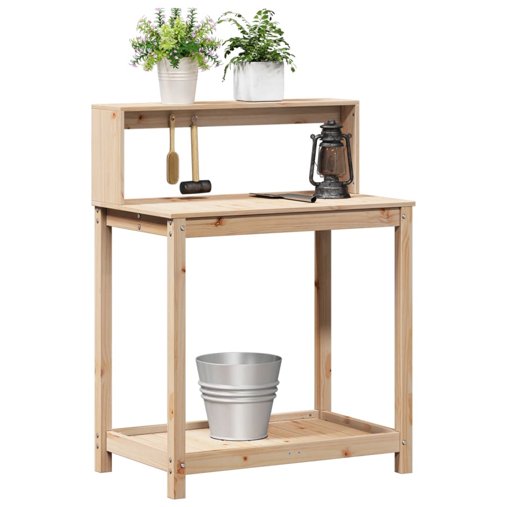 tömör fenyőfa ültetőasztal polccal 82,5 x 50 x 109,5 cm