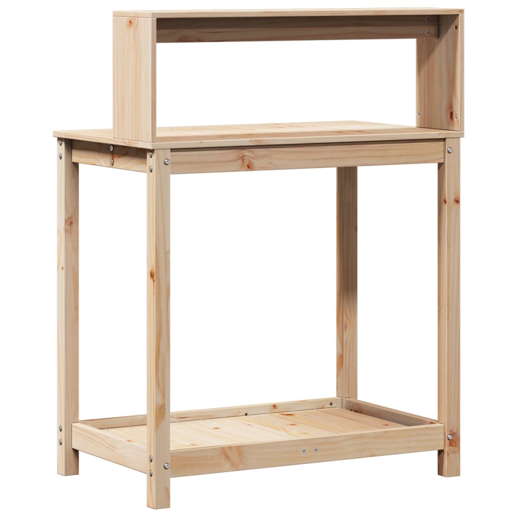 tömör fenyőfa ültetőasztal polccal 82,5 x 50 x 109,5 cm