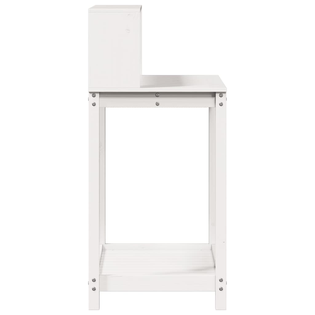 fehér tömör fenyőfa ültetőasztal polccal 82,5 x 50 x 109,5 cm