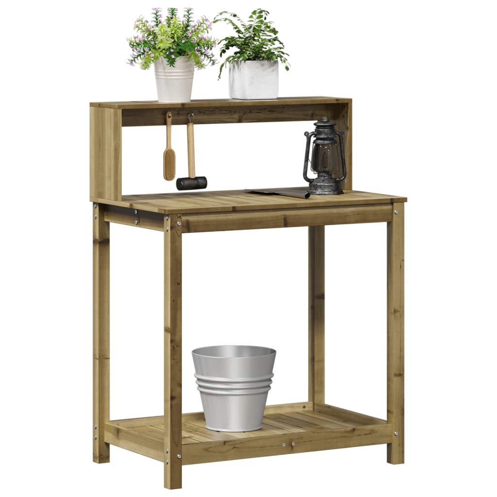 impregnált fenyőfa ültetőasztal polcokkal 82,5 x 50 x 109,5 cm
