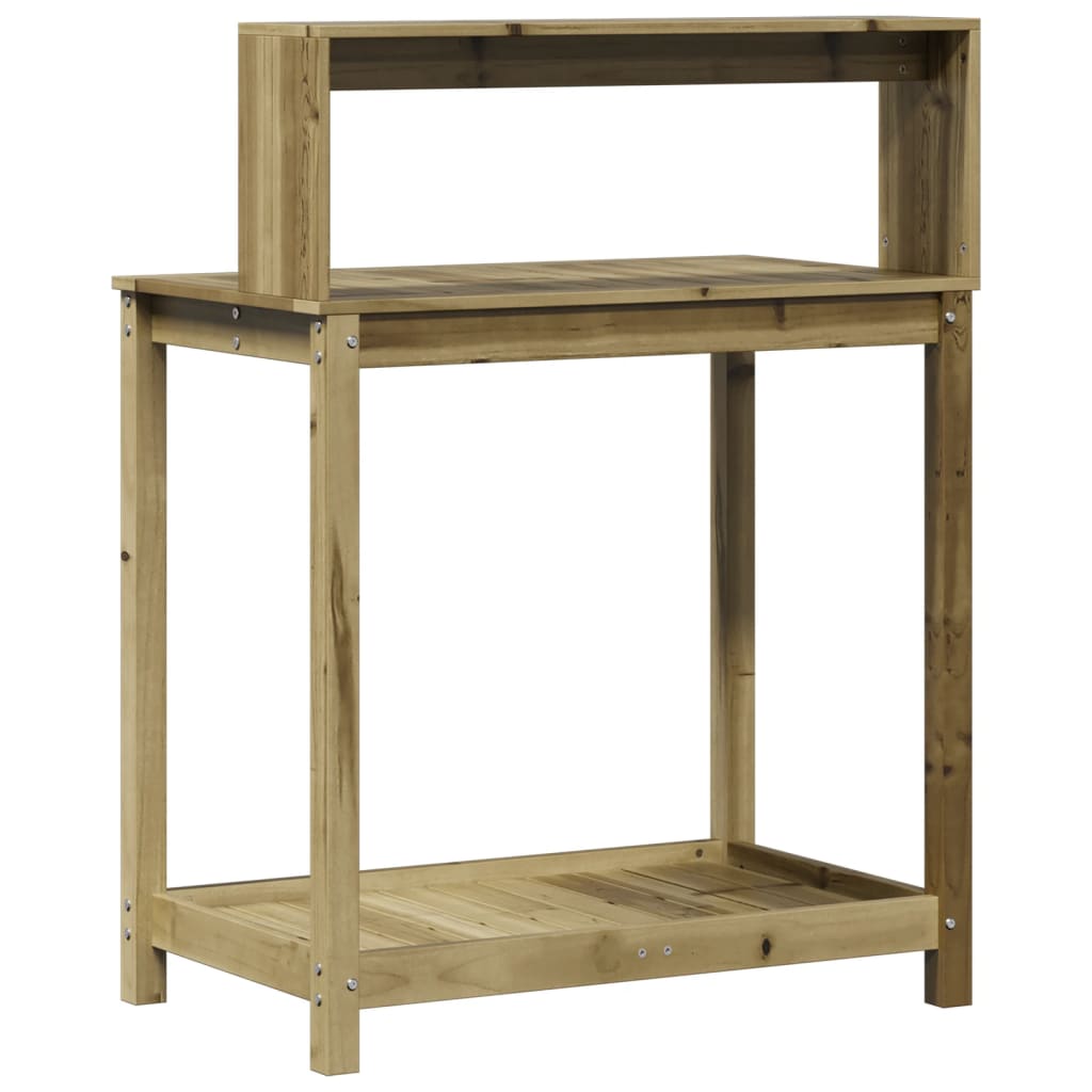 impregnált fenyőfa ültetőasztal polcokkal 82,5 x 50 x 109,5 cm