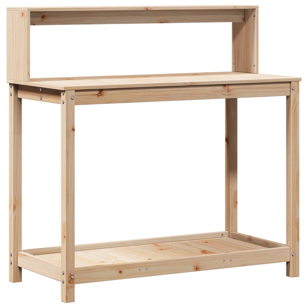 tömör fenyőfa ültetőasztal polccal 108 x 50 x 109,5 cm
