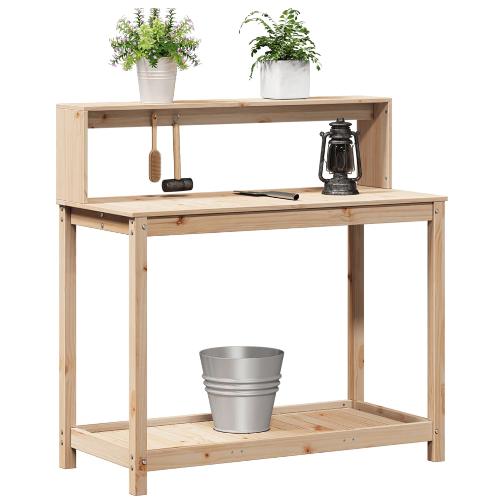tömör fenyőfa ültetőasztal polccal 108 x 50 x 109,5 cm