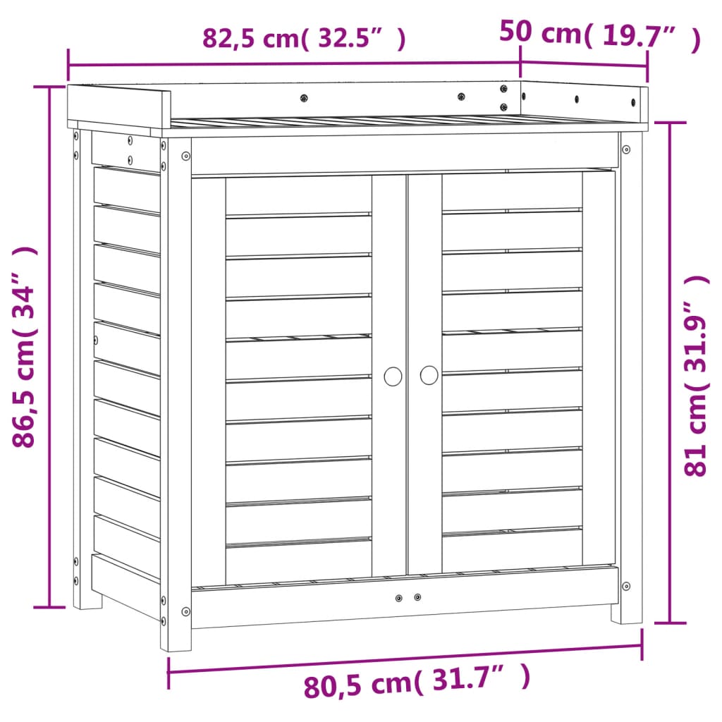 barna tömör fenyőfa ültetőasztal polcokkal 82,5 x 50 x 86,5 cm
