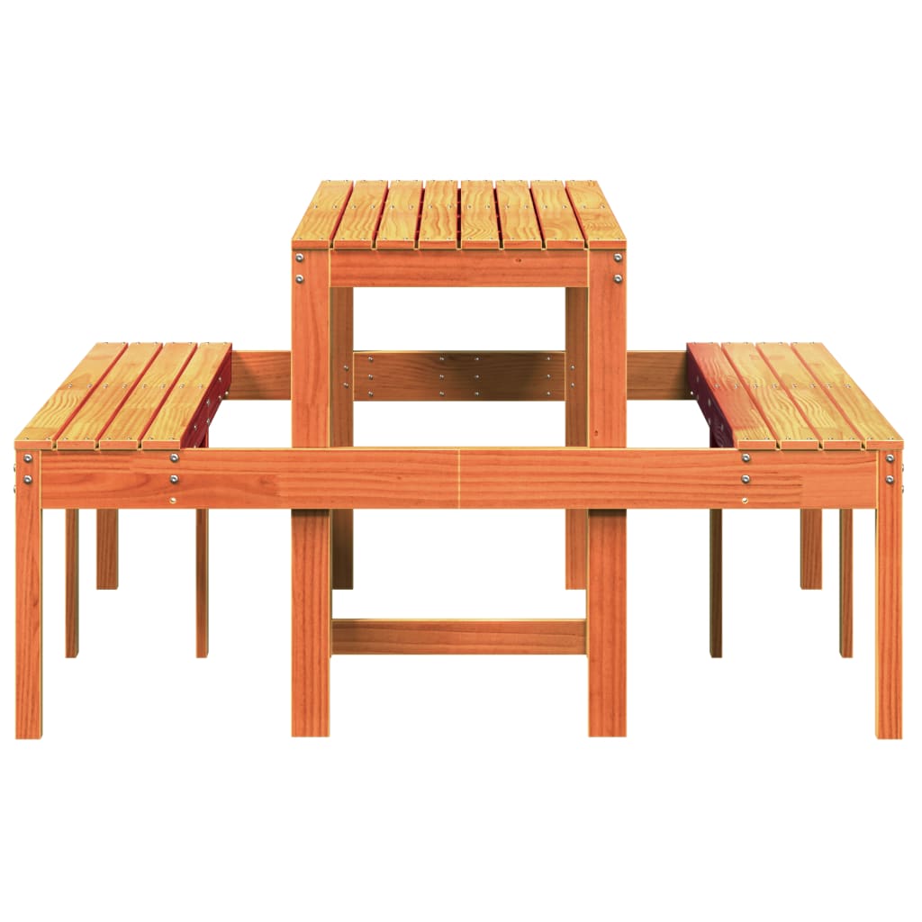 viaszbarna tömör fenyőfa piknik asztal 160 x 134 x 75 cm
