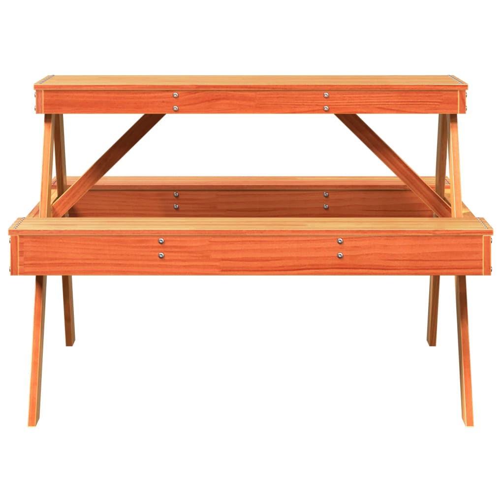 viaszbarna tömör fenyőfa piknik asztal 105 x 134 x 75 cm