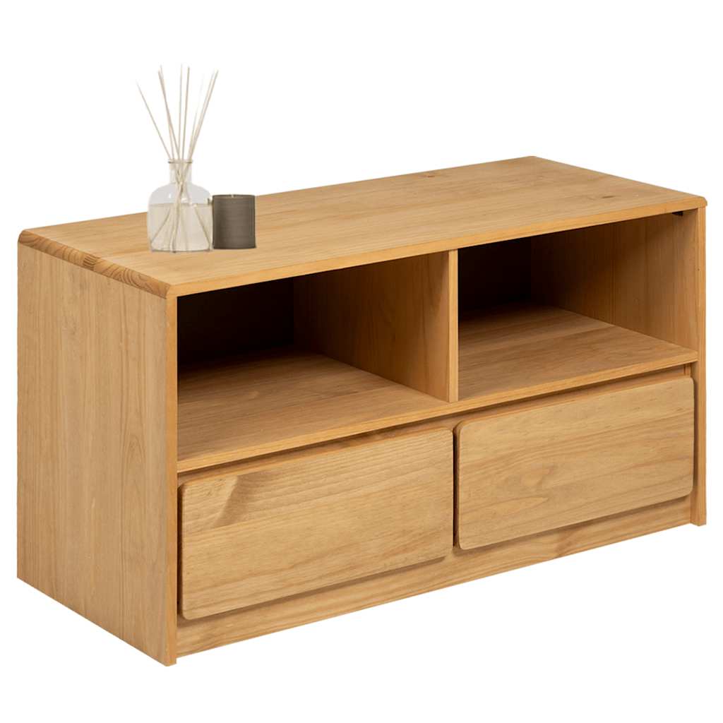 SAUDA tölgyszínű tömör fenyőfa TV-szekrény 99 x 43 x 55 cm