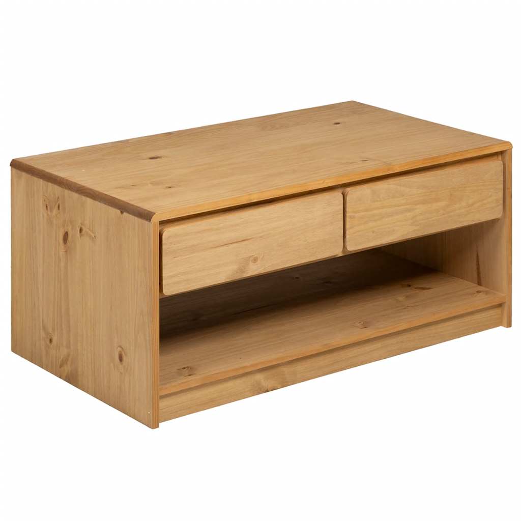 SAUDA tölgyszínű tömör fenyőfa dohányzóasztal 99 x 55 x 45 cm