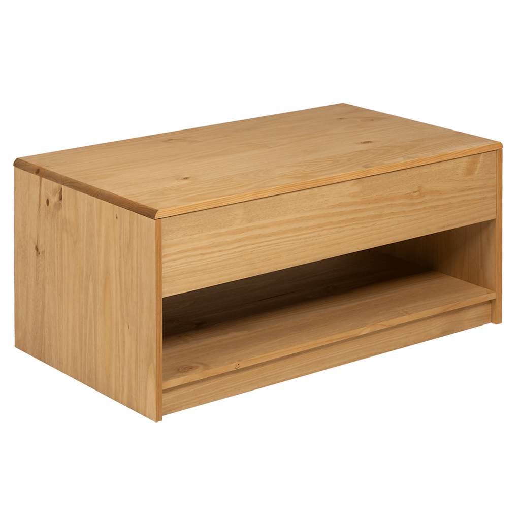 SAUDA tölgyszínű tömör fenyőfa dohányzóasztal 99 x 55 x 45 cm