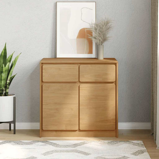 SAUDA tölgyszínű tömör fenyőfa tálalószekrény 80 x 43 x 75,5 cm