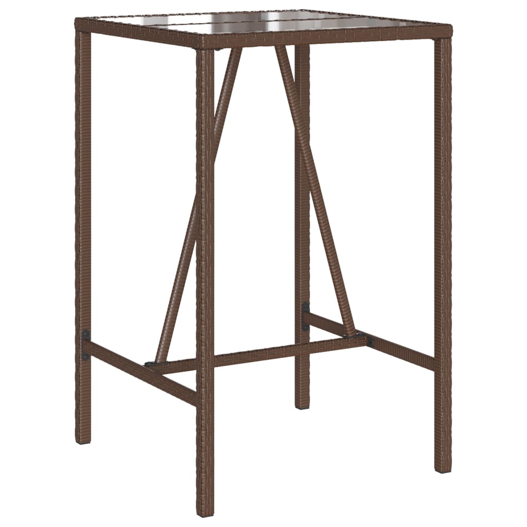 barna polyrattan kültéri bárasztal 70 x 70 x 110 cm