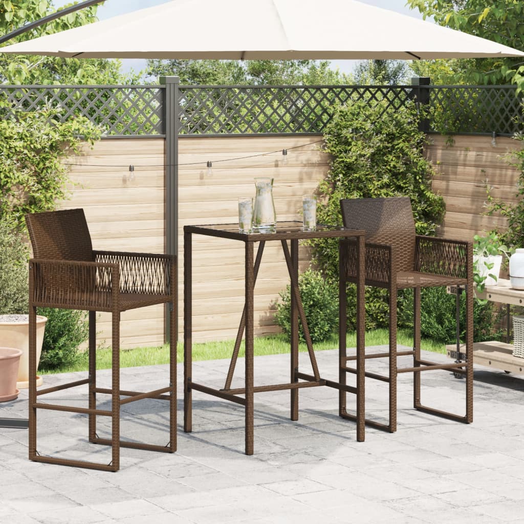 barna polyrattan kültéri bárasztal 70 x 70 x 110 cm