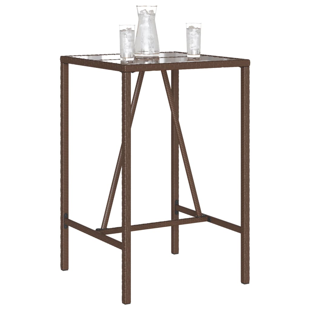 barna polyrattan kültéri bárasztal 70 x 70 x 110 cm