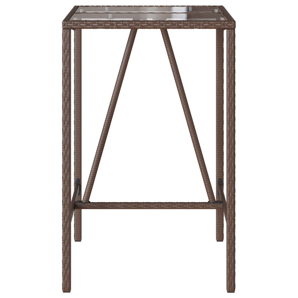 barna polyrattan kültéri bárasztal 70 x 70 x 110 cm